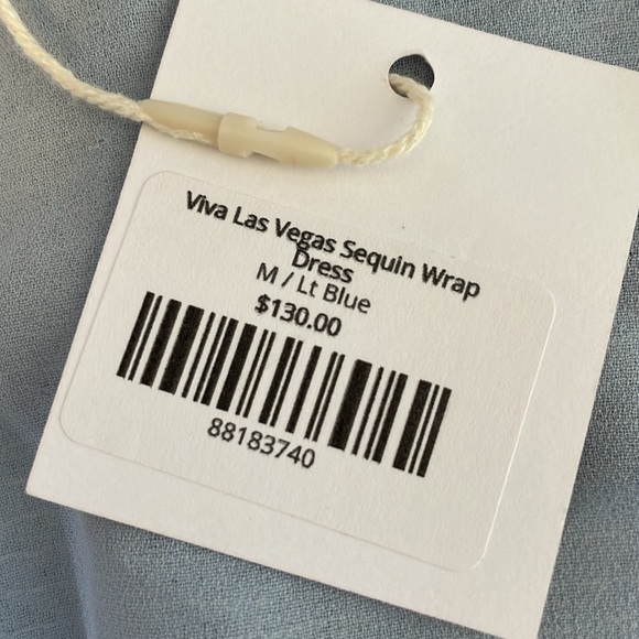 Mable Viva Las Vegas Sequin Wrap Mini Dress Light Blue Size Medium NWT - Picture 10 of 15